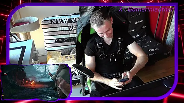 Snapshot of Gamerinleather chatting on November 11, 2025, 2:12 pm Gamerinleather online show from November 11, 2025, 2:12 pm